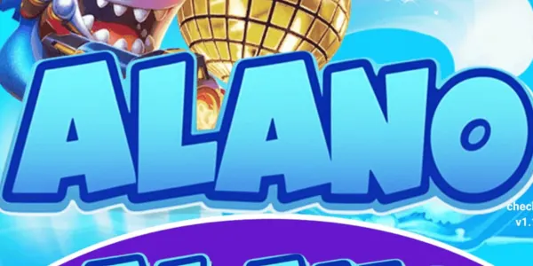 Alanofishing Game promotional image with bold title text and cartoon character holding a golden disco ball.